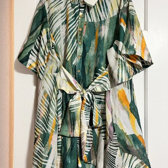 Andrea Iyamah Green and Yellow Patterned Shanti Romper - Picture 3 of 4